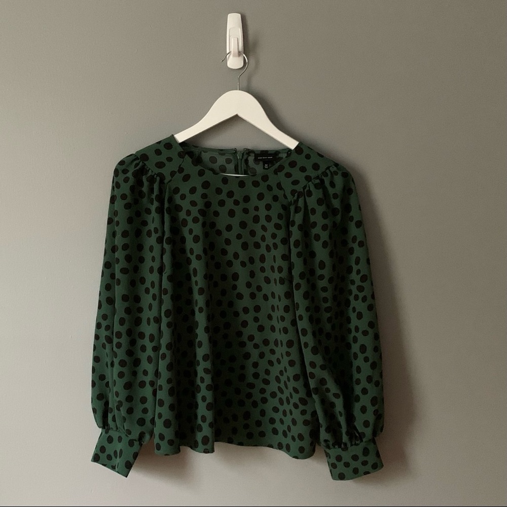 Who What Wear Polkadot Puff Sleeve Top